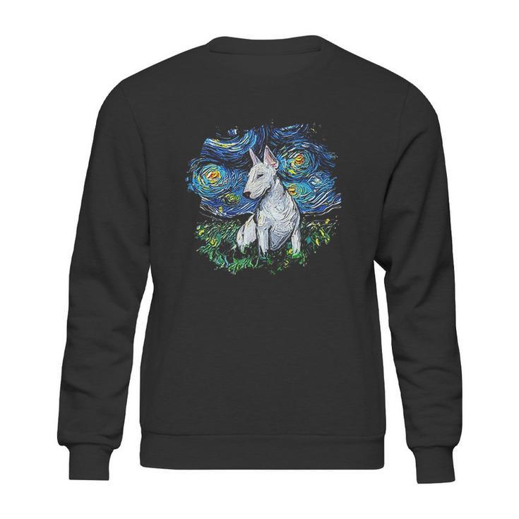 Bull Terrier Starry Night Impressionist Dog Art Sweatshirt