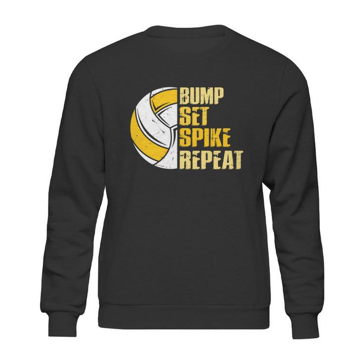 Bump Set Spike Repeat Volleyball Funny Graphic Design Printed Casual Daily Basic Sweatshirt