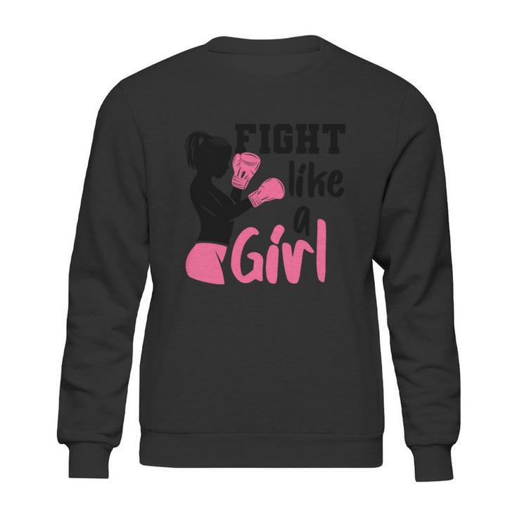 Cancer Fight Like A Girl Pink Ribbon Breast Cancer Graphic Design Printed Casual Daily Basic Sweatshirt