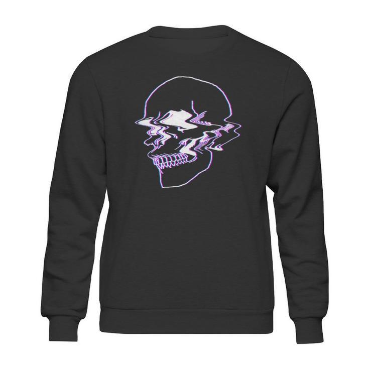 Creepy Cool Egirl Eboy Pastel Goth Vaporwave Glitch Skull Sweatshirt