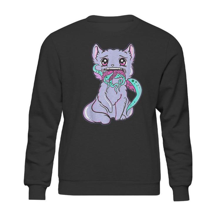 Creepy Kawaii Anime Cat Horror Pastel Goth Sweatshirt