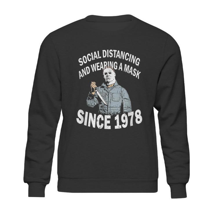 Cute Halloween Funny Halloween Day Social Distancing And Wearing A Mask Since V2 Sweatshirt