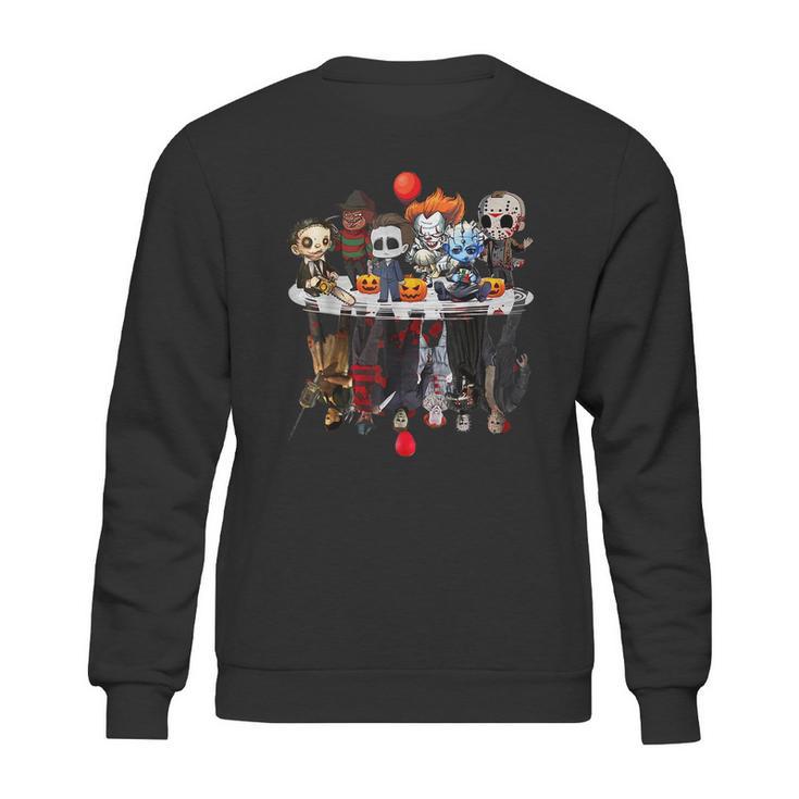 Cute Horror Movie Chibi Character Water Reflection Halloween Sweatshirt