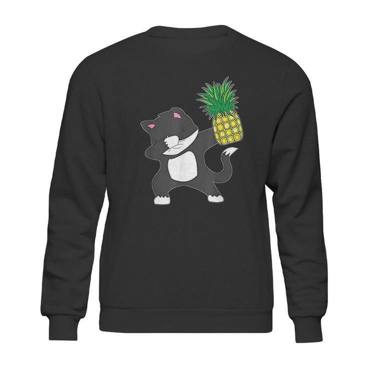 Dabbing Kitty Cat Pineapple Aloha Beach Hawaiian Dance Sweatshirt