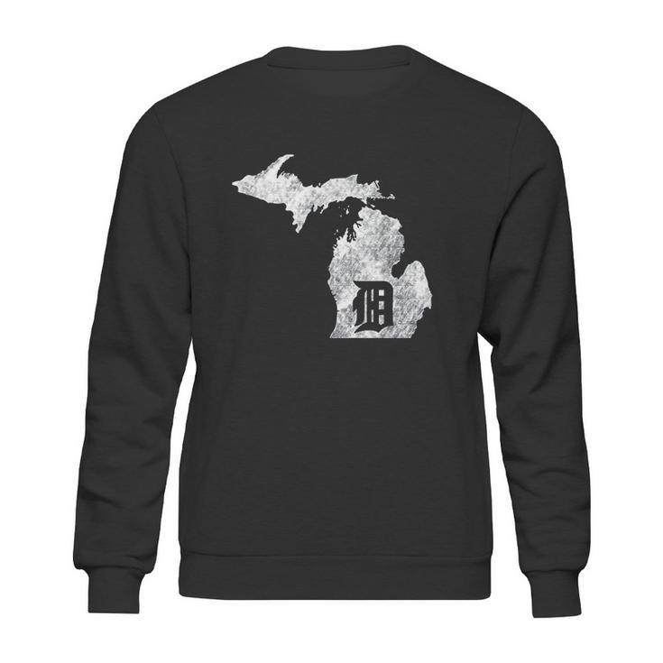 Detroit Michigan Motor City Midwest D Mitten Sweatshirt