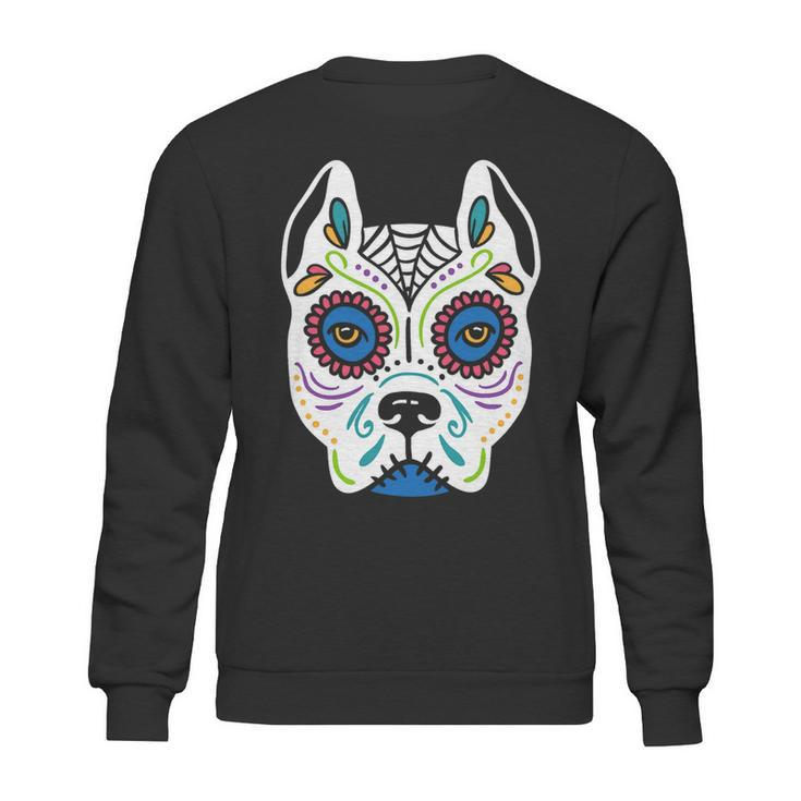 Dog Sugar Skull Dia De Los Muertos Pit Bull Day Of The Dead Sweatshirt