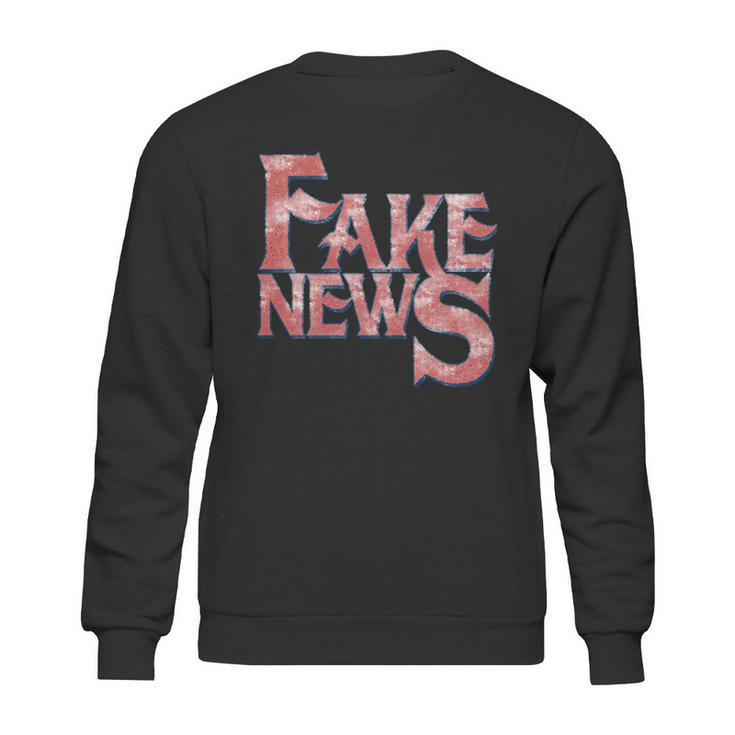 Fake News Distressed Text Sweatshirt