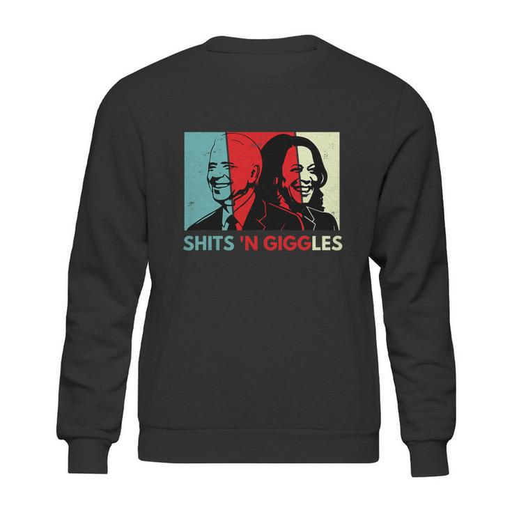 Funny Anti Biden Harris Shits N Giggles Political Gift Graphic Design Printed Casual Daily Basic Sweatshirt