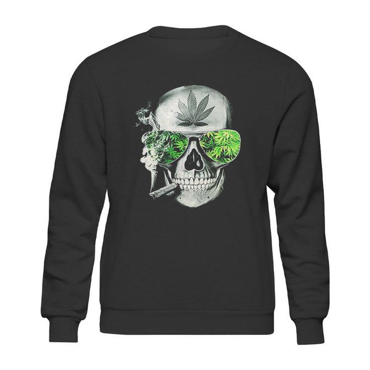 Funny Style Cannabis Marijuana Skull Mens Sweatshirt