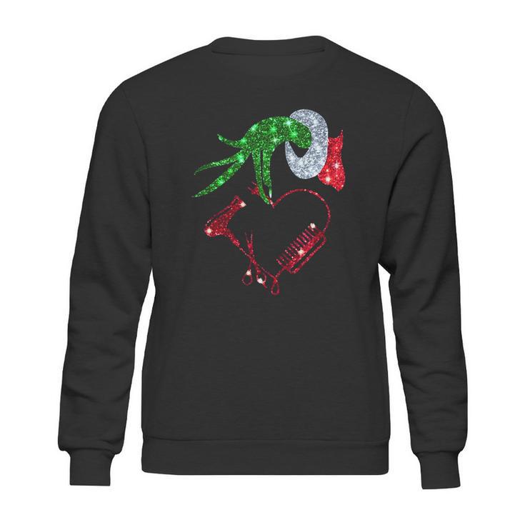 Grinch Hand Holding Love Hair Stylist Sweatshirt