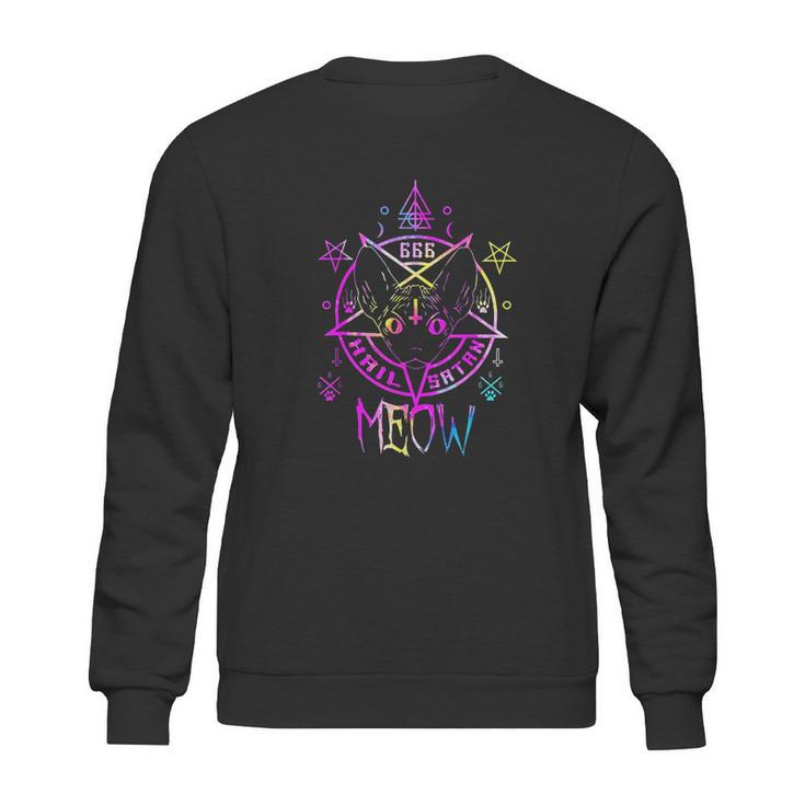 Hail Meow Demonic Sphynx Cat 666 Halloween Sweatshirt