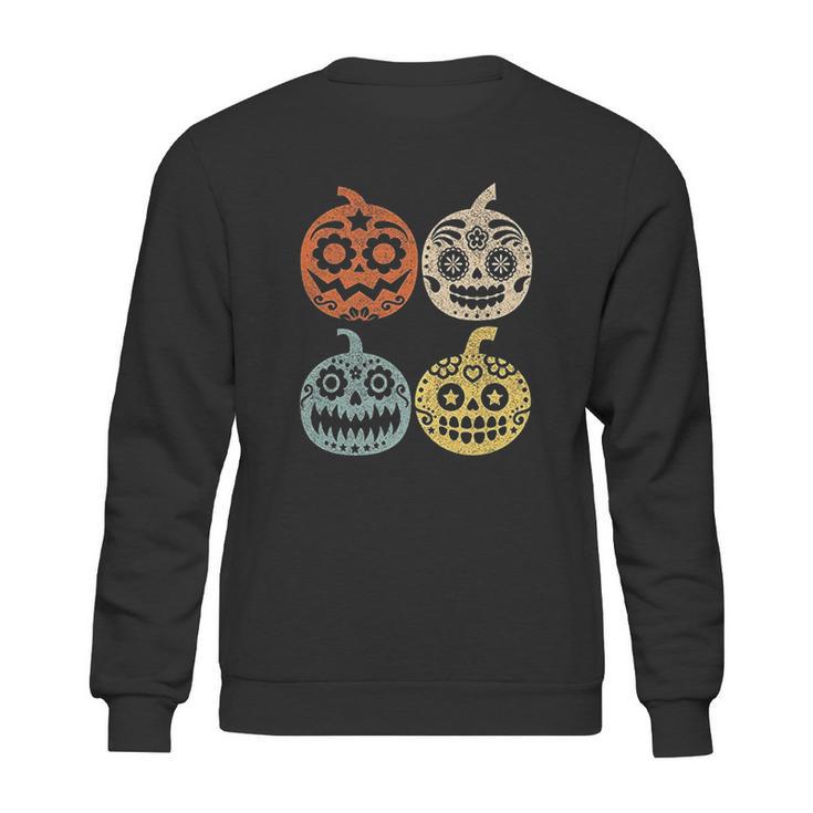 Halloween El Dia De Los Muertos Dead Day Pumpkin Vintage Sweatshirt