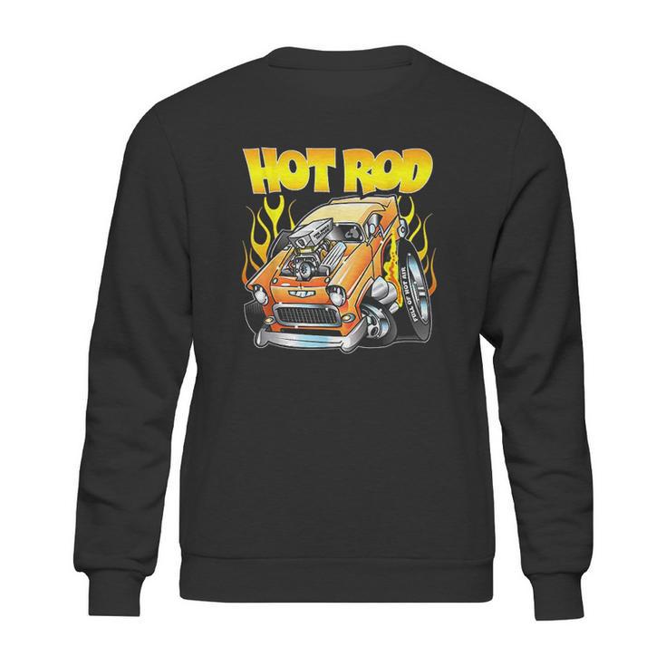 Hot Rod 55 Gasser Blown Jacked Up Flames Car Sweatshirt