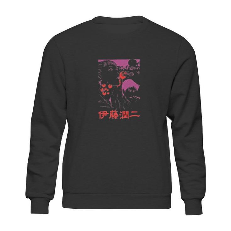 Junji Ito Girl Eating Globule Black Sweatshirt