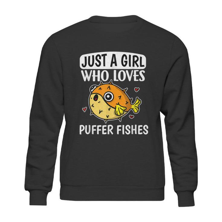 Just A Girl Who Loves Puffer Fishes Cute Puffer Fish Costume Graphic Design Printed Casual Daily Basic Sweatshirt