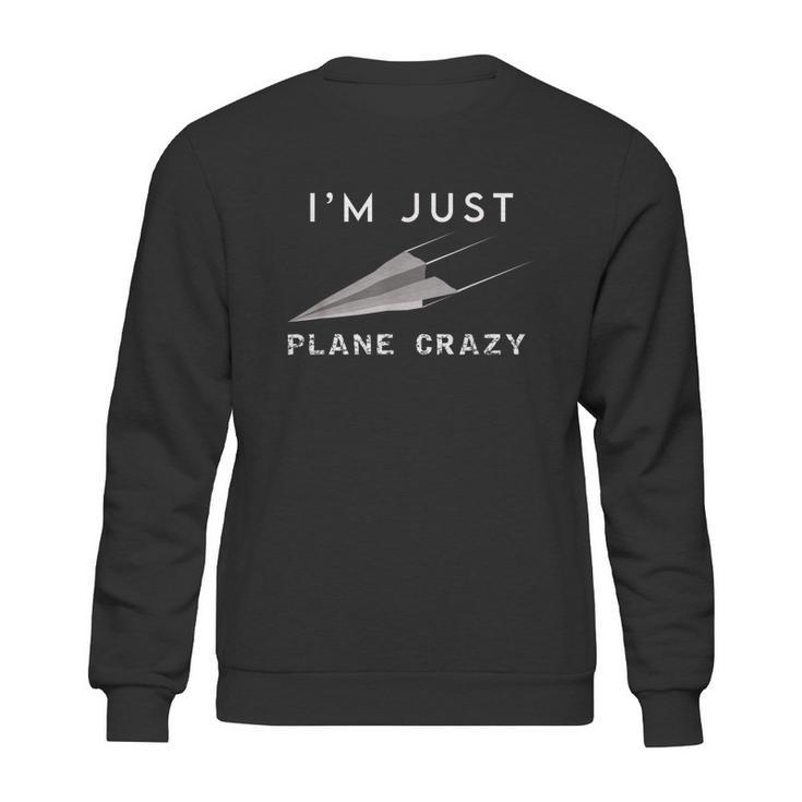 Im Just Plane Crazy Funny Paper Plane Aviation Humor Pilot Sweatshirt