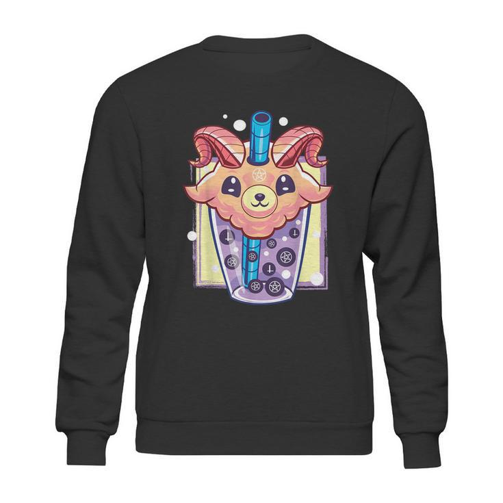 Kawaii Pastel Goth Creepy Baphomet Boba Bubble Tea Vaporwave Sweatshirt