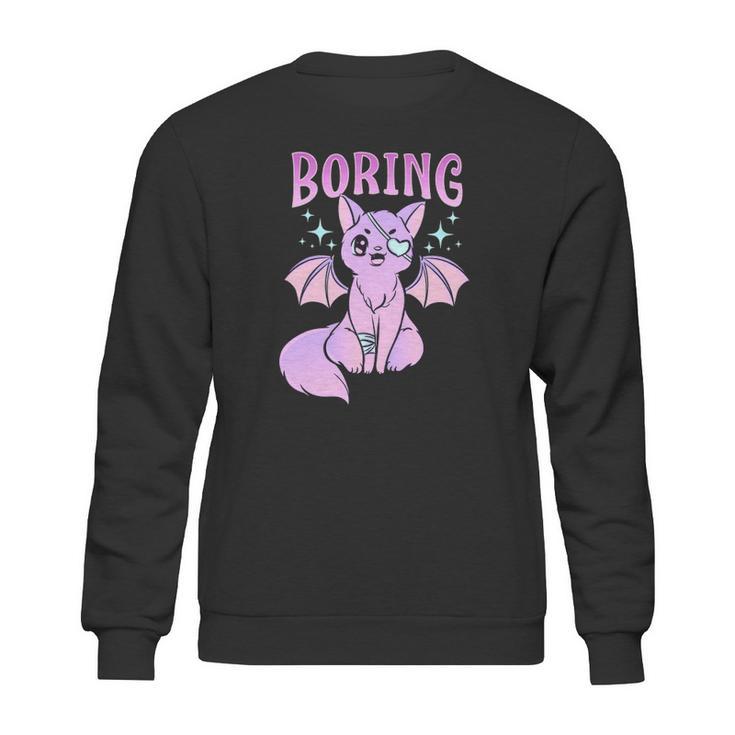 Kawaii Pastel Goth Cute Creepy Bat Cat Anime Theme Sweatshirt