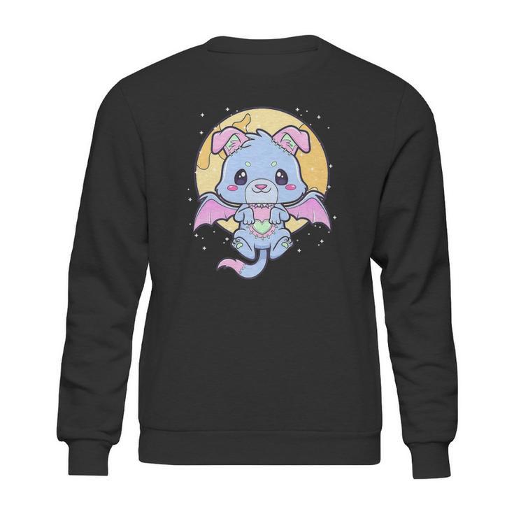 Kawaii Pastel Goth Cute Creepy Bat Dog Sweatshirt