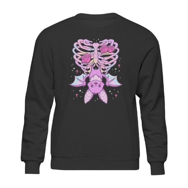 Kawaii Pastel Goth Cute Creepy Bat Skeleton Sweatshirt