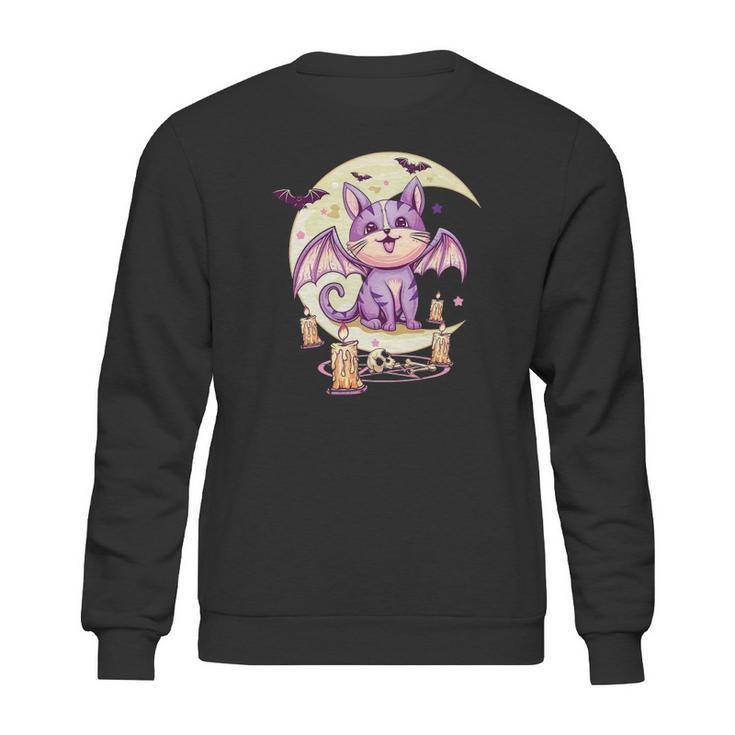 Kawaii Pastel Goth Cute Creepy Cat Vaporwave Menhera Nu Goth Sweatshirt