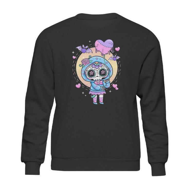 Kawaii Pastel Goth Cute Creepy Sugar Skull Anime Sweatshirt