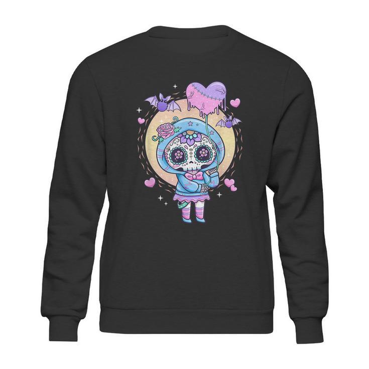 Kawaii Pastel Goth Cute Creepy Sugar Skull Day Of The Death Sweatshirt