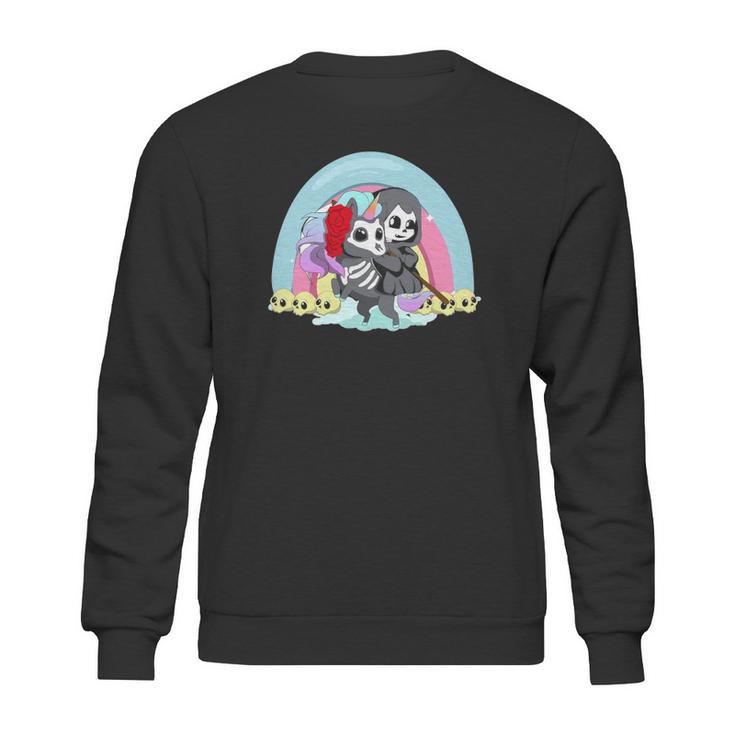 Kawaii Pastel Goth Unicorn And Grim Reaper Creepy Unicorn Sweatshirt