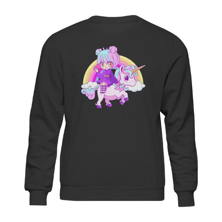 Kawaii Pastel Goth Unicorn Japanese Anime Girl Menhera Sweatshirt