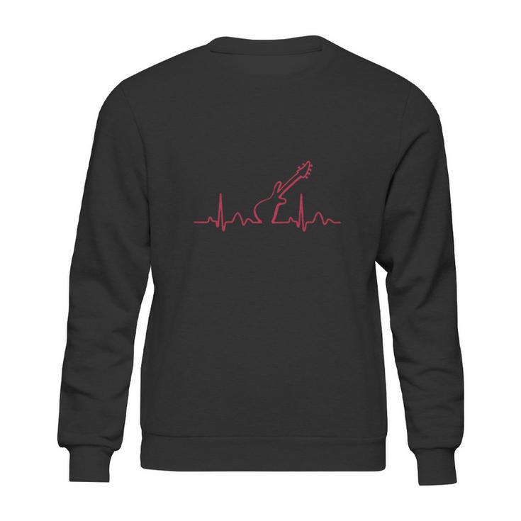 Lines Of Heart Guitar Herz Herzline Elektrokardiogramm Puls Und Takt Mit Gitarre Sweatshirt