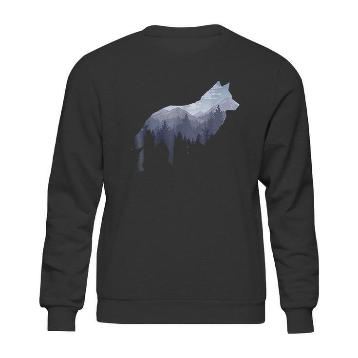 Lone Wolf Survives The Mountain Silhouette Art Sweatshirt