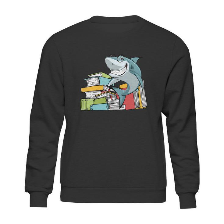 I Love Books Chibi Anime Shark Shirts Book Lover Sweatshirt