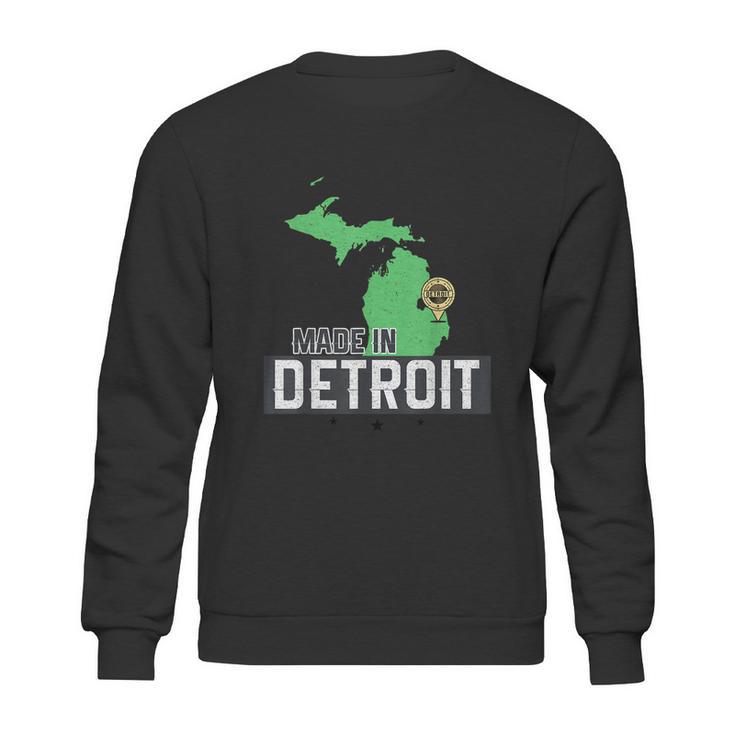 Made In Detroit Michigan State Map Motor City Area  Graphic Design Printed Casual Daily Basic Sweatshirt