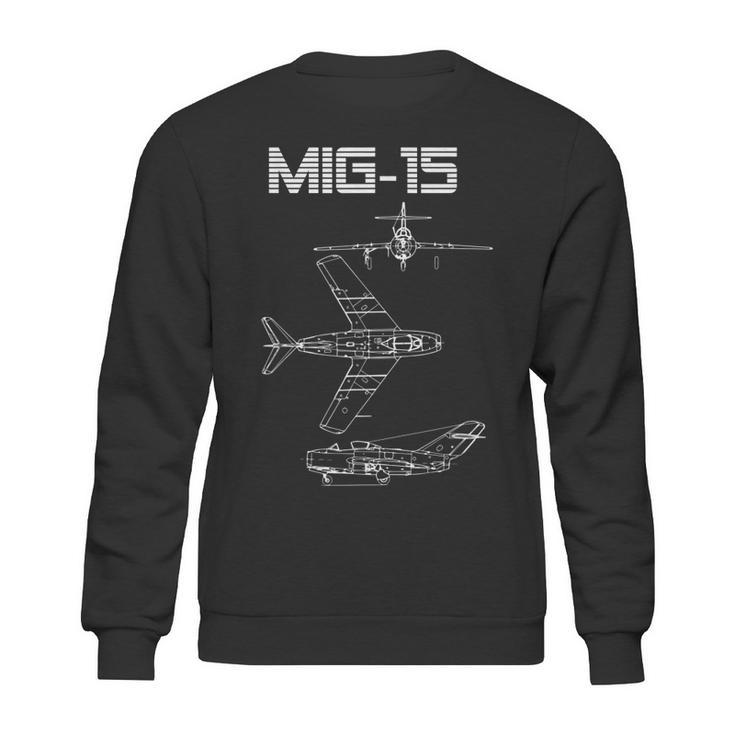 Mig-15 Soviet Plane Warbird Blueprint Schematics Diagram Sweatshirt