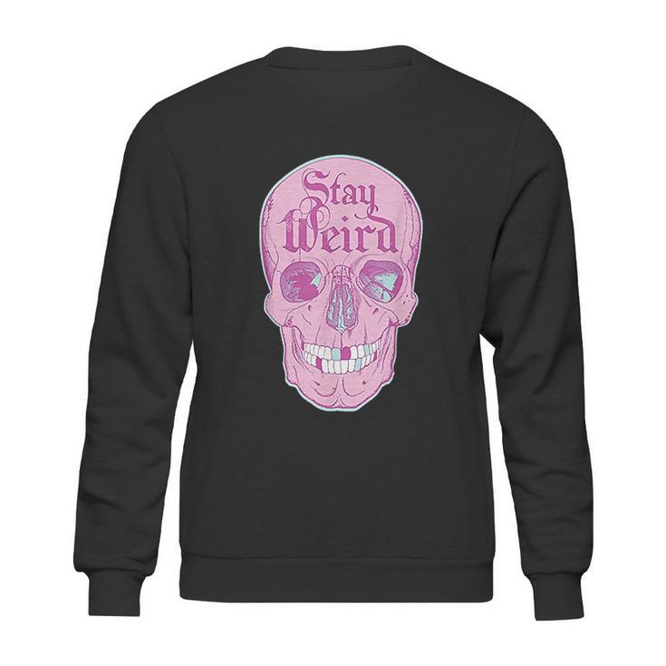 Pastel Goth Girl Stay Weird Emo Pink Skull Sweatshirt