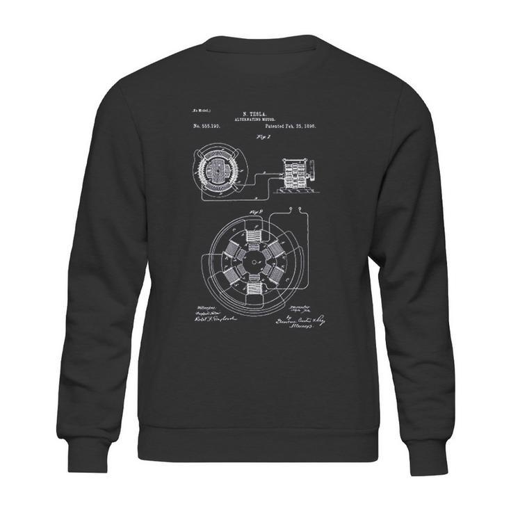 Patent Earth Tesla Alternating Motor  Engineering Student Tesla Inventions Sweatshirt