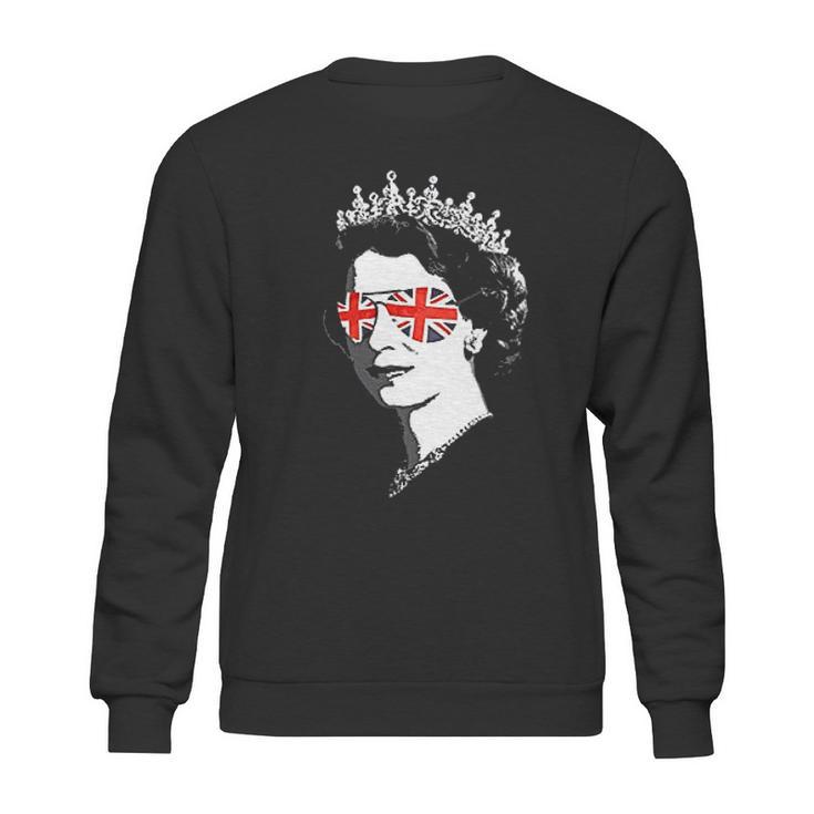 Queen Elizabeth Ii Sunglasses British Crown Union Jack Meme Sweatshirt