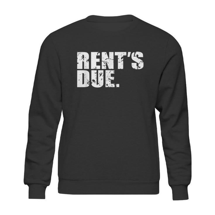 Rents Due Work Hard Bodybuilder Weightlifting Distressed Graphic Design Printed Casual Daily Basic Sweatshirt