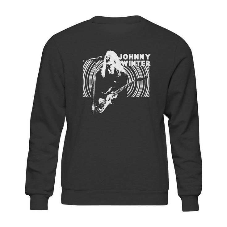 Retro Graphic Johnny Winter Backlit Art Sweatshirt