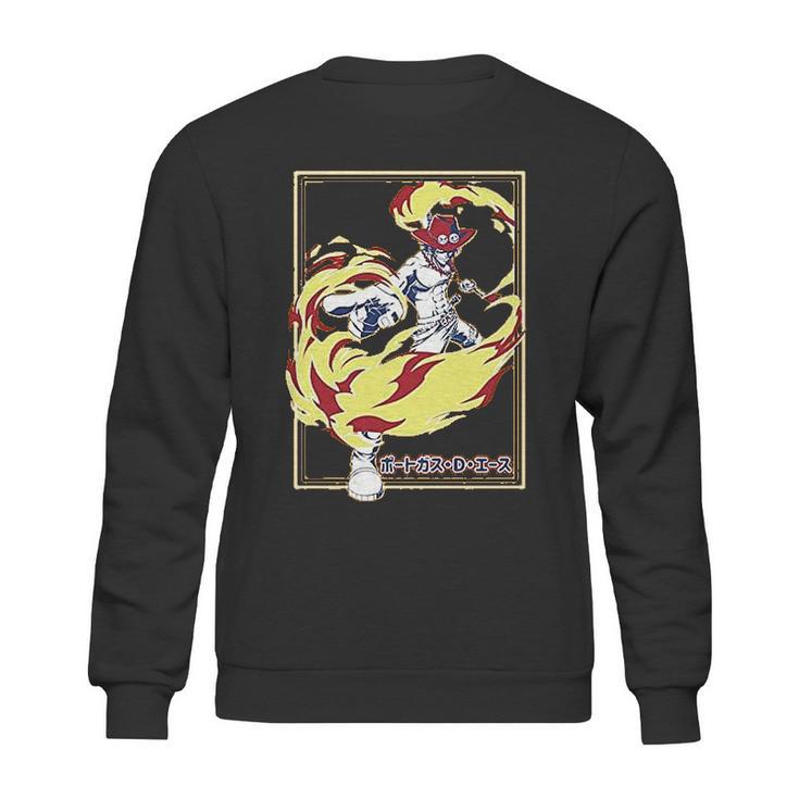 Ripple Junction One Piece Adult  Ace With Fire Heavy Weight Sweatshirt