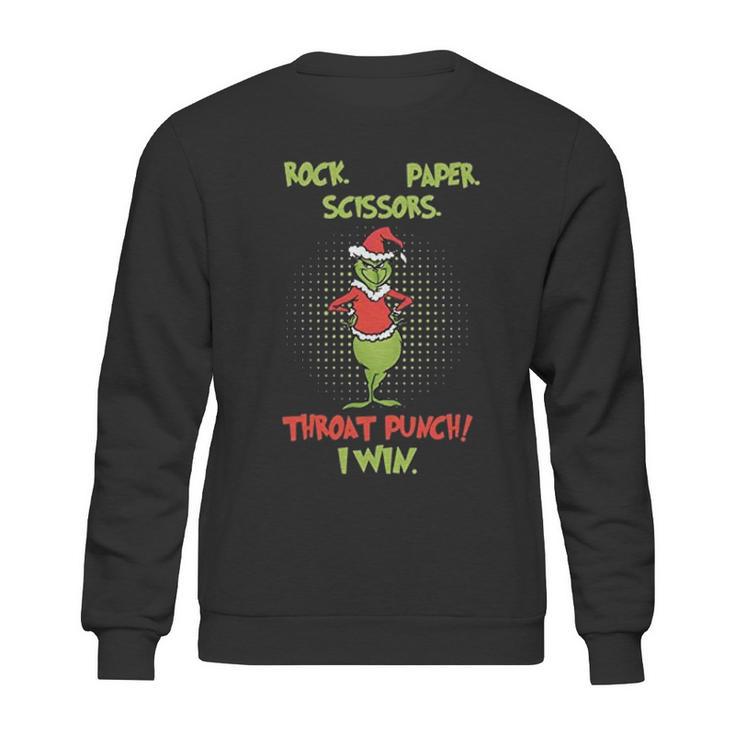 Rock Paper Scissors Throat Punch I Win Funny Grinch Sweatshirt