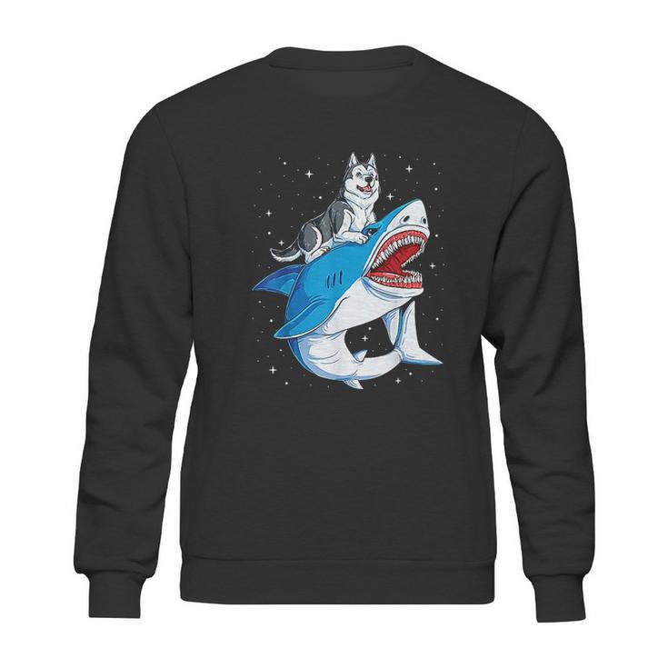 Siberian Husky Shark Jawsome Dog Lover Gifts Space Galaxy Sweatshirt