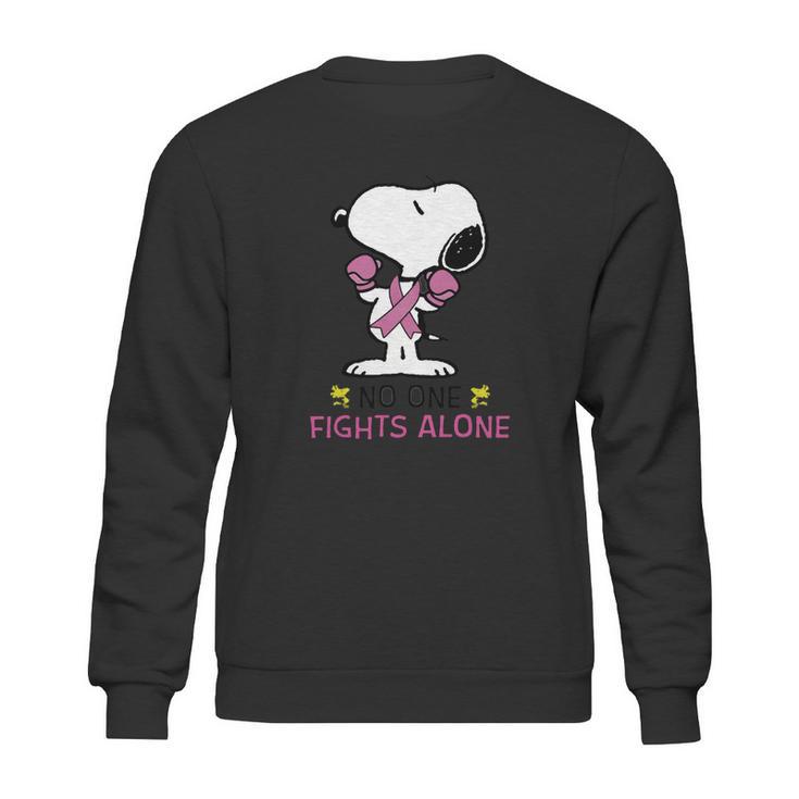 Snoopy No One Fights Alone Breast Cancer Awareness Shirt Sweatshirt