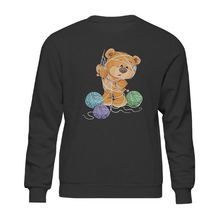 Teddy Bear Tangled In Wool | Funny Knitting Gifts Sweatshirt