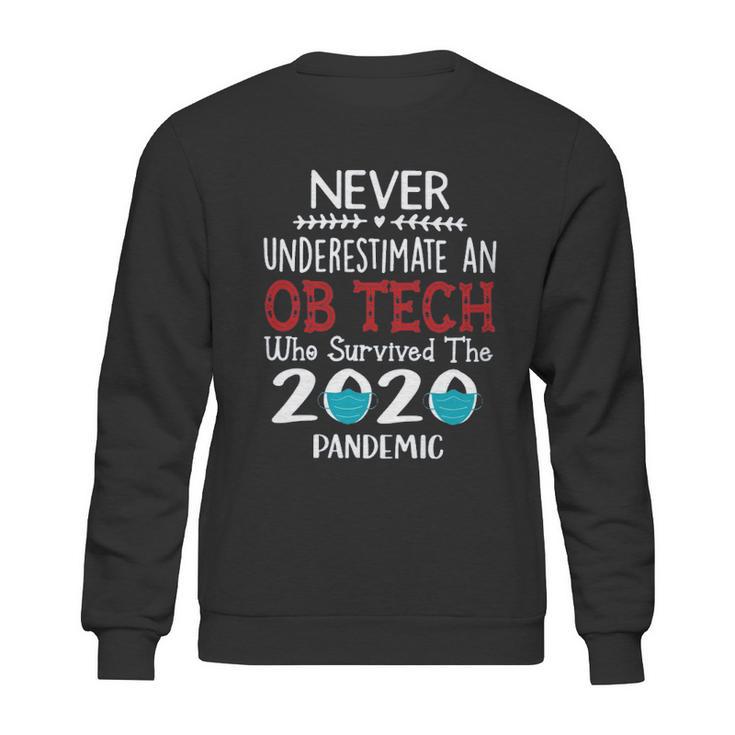 Never Underestimate Who Survived The Pandemic Ob Tech Sweatshirt