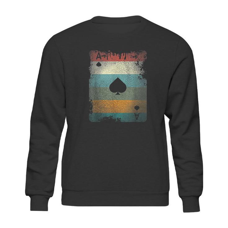 Vintage Poker Ace Of Spades Retro Cards Sweatshirt