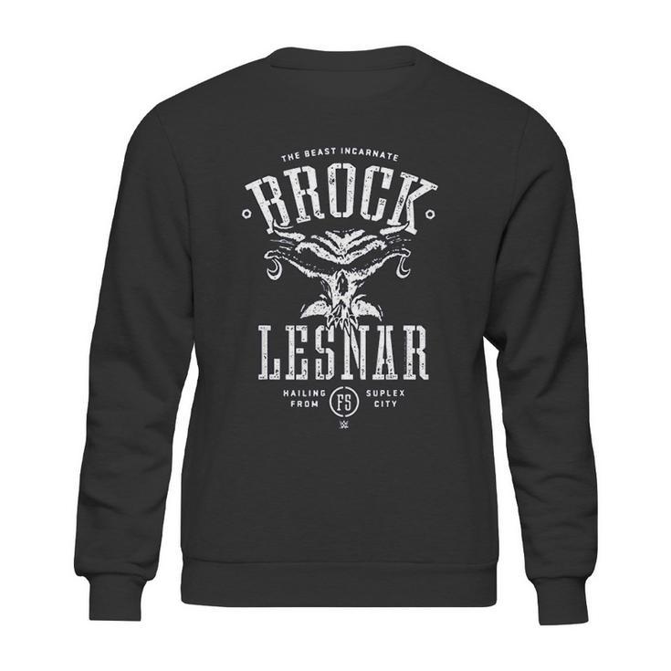 Wwe Brock Lesnar Stencil Type With Skull Sweatshirt