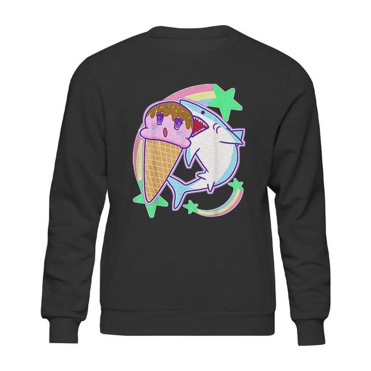 Yume Kawaii Pastel Goth Ice Cream And Shark Fairy Kei Sweatshirt