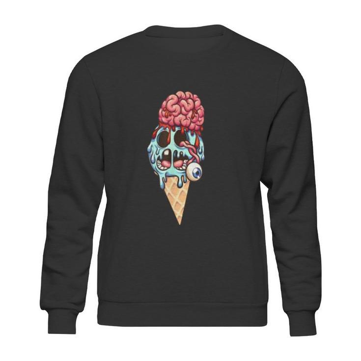 Zombie Ice Cream With The Brain And Eye Popping Out Sweatshirt