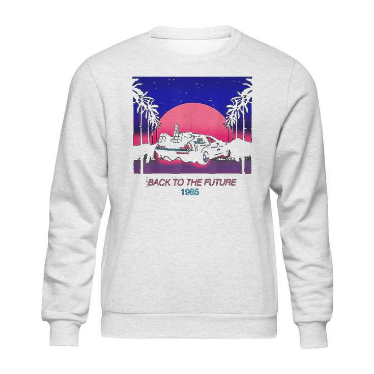 Back To The Future 1985 Neon Delorean Sunset Graphic Sweatshirt